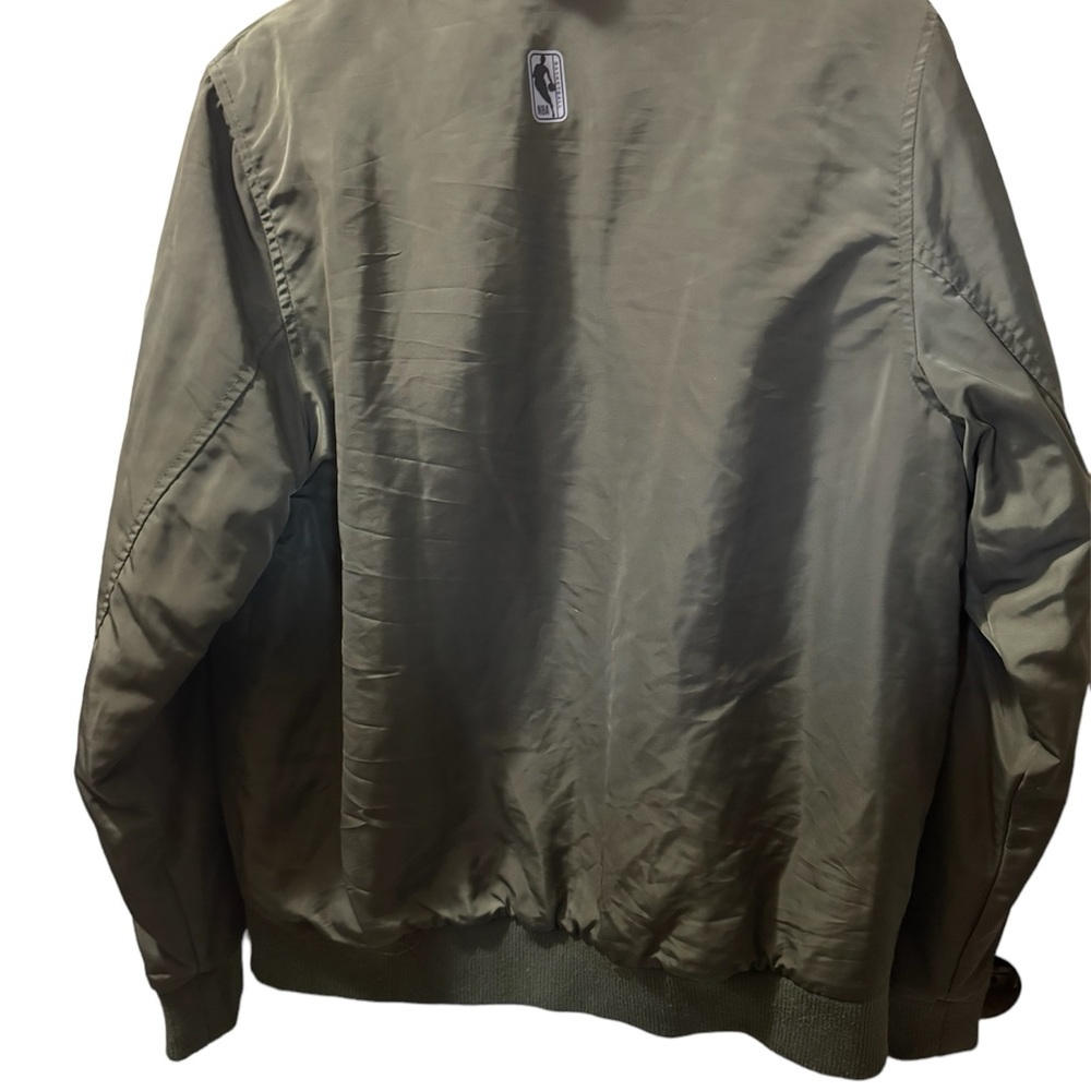 NBA Official Bomber Jacket Green With Orange Inside Brand New $150 Retail Size M - Picture 2 of 6